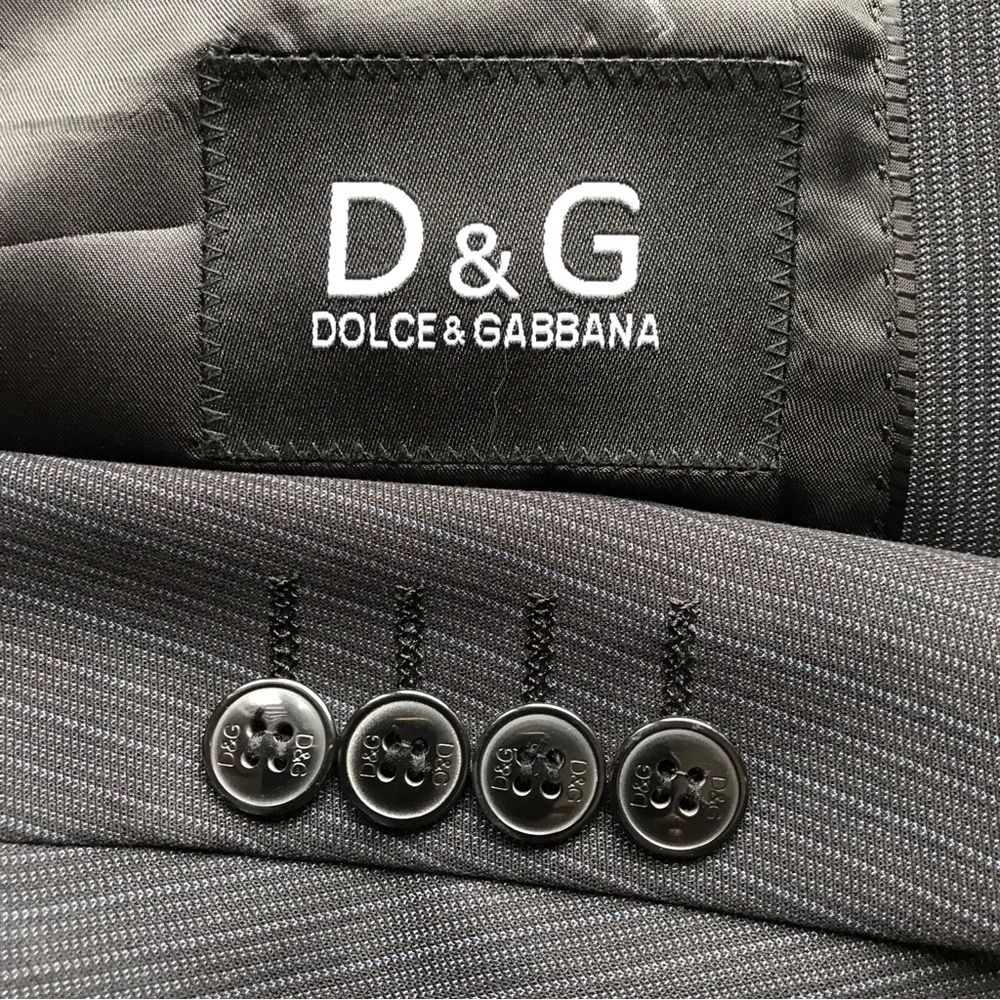 Dolce & Gabbana mens black grey striped blazer Sz 44 EU 56 wool blend